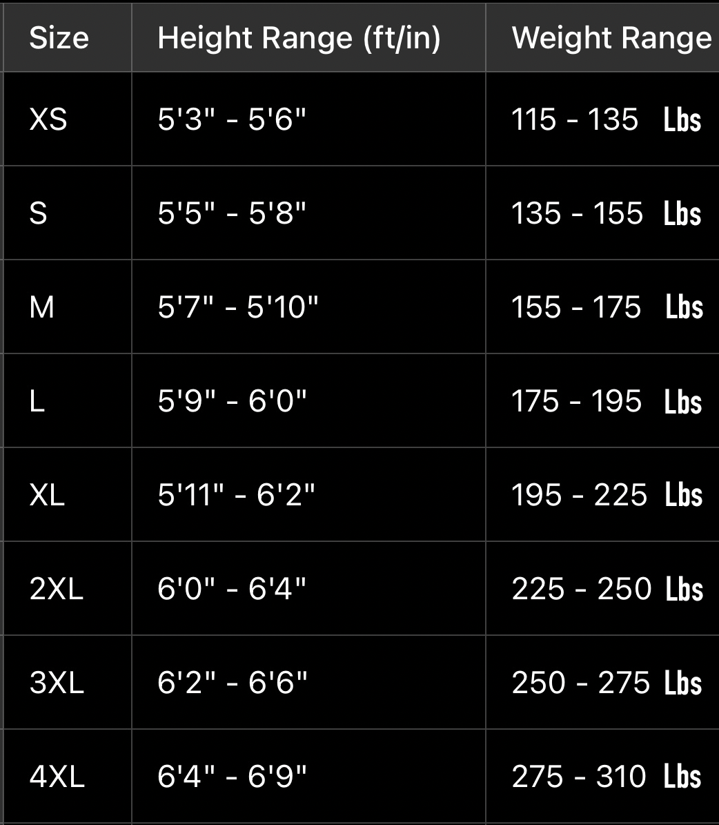 “Size chart for the Marshals Arts Rashguard, displaying detailed measurements for chest, waist, and sleeve length to ensure the perfect fit for Jiu-Jitsu, MMA, and grappling enthusiasts.”